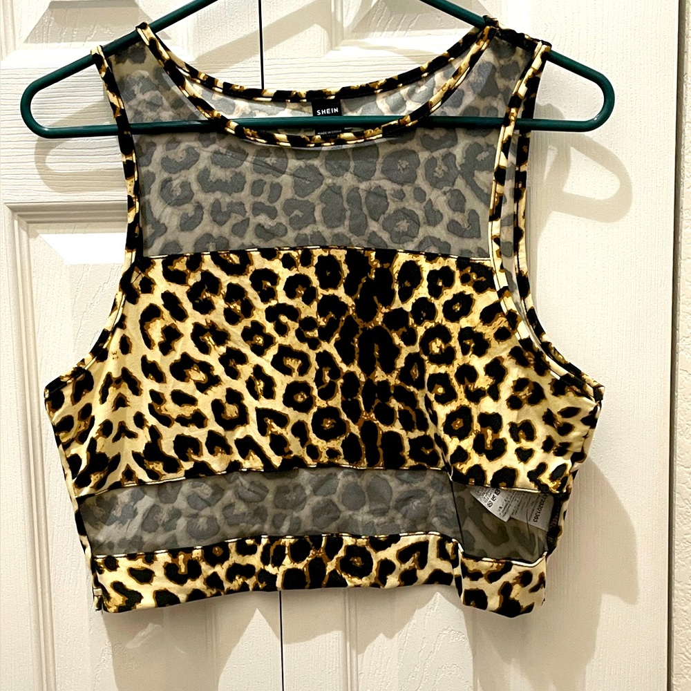 SHEIN Animal Print Mesh Tank Top new